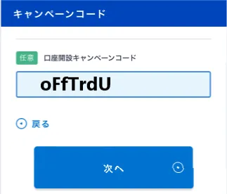 キャンペーンコード入力例