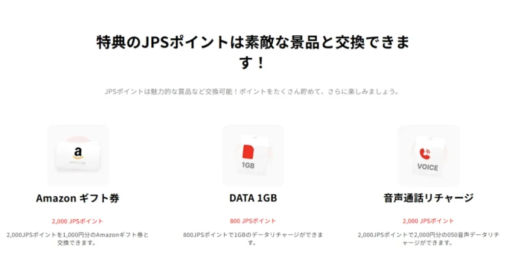 JPSポイントとAmazonギフト券の交換レート表